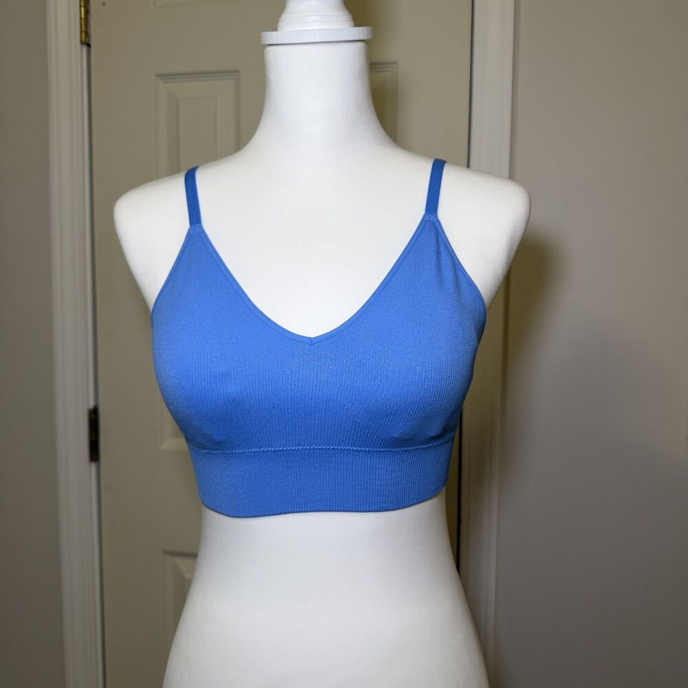 Wonder Nation Seamless Bralette Blue Wireless Bra Adjustable Straps Girl XL NWOT